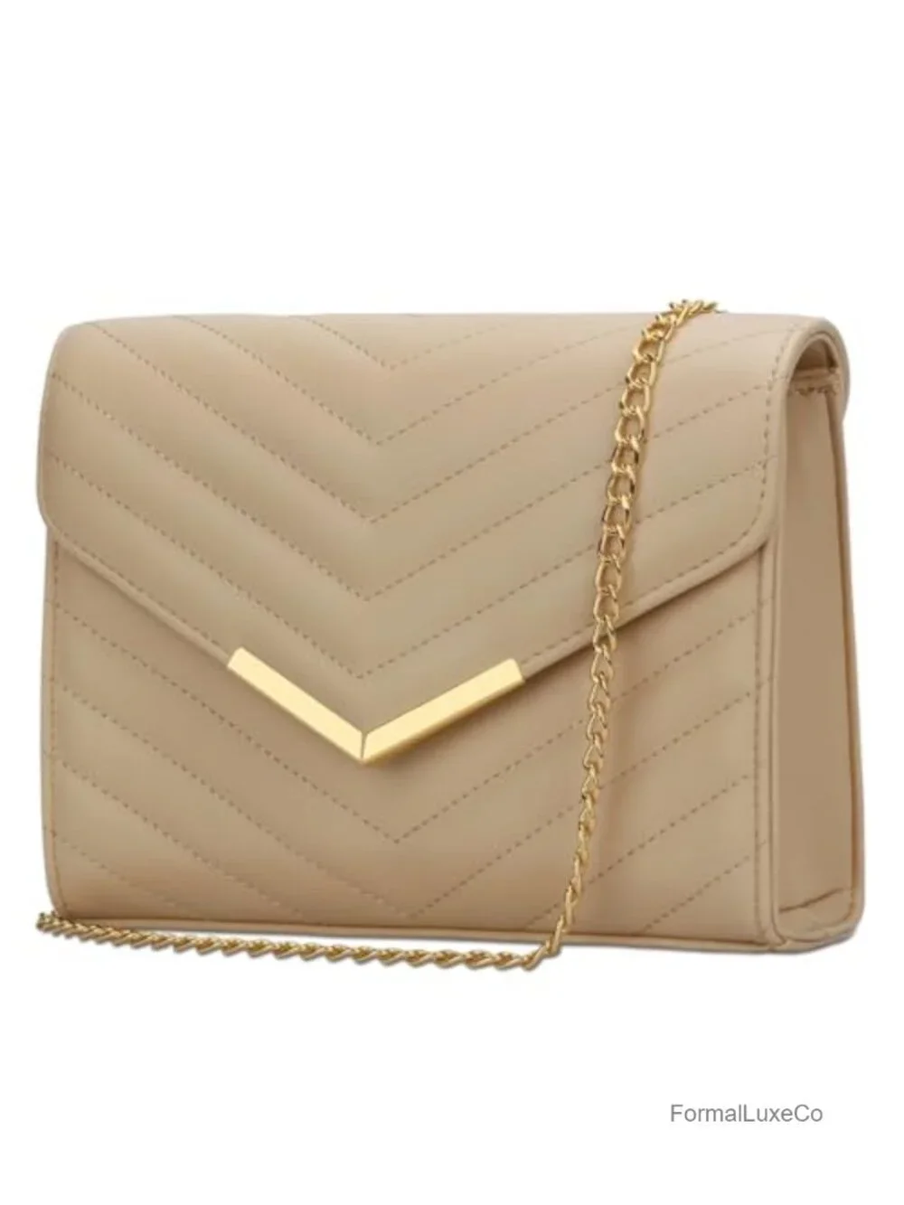 Faux Leather Evening Envelope Clutch with Detachable Chain Strap
